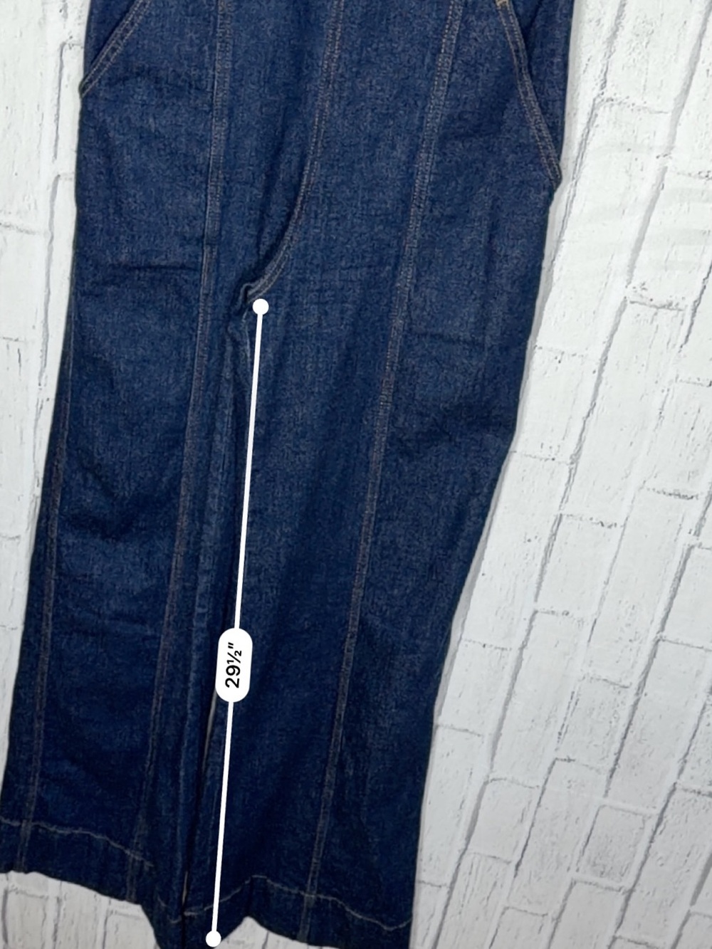 Farm Rio Denim Puff Sleeve Wide Leg Jumpsuit Dark Wash Size M - Picture 6 of 8